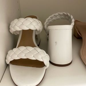 Schutz White Braided Heels